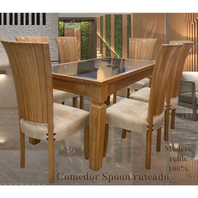 Comedor Spoon ruteado con vidrio empotrado